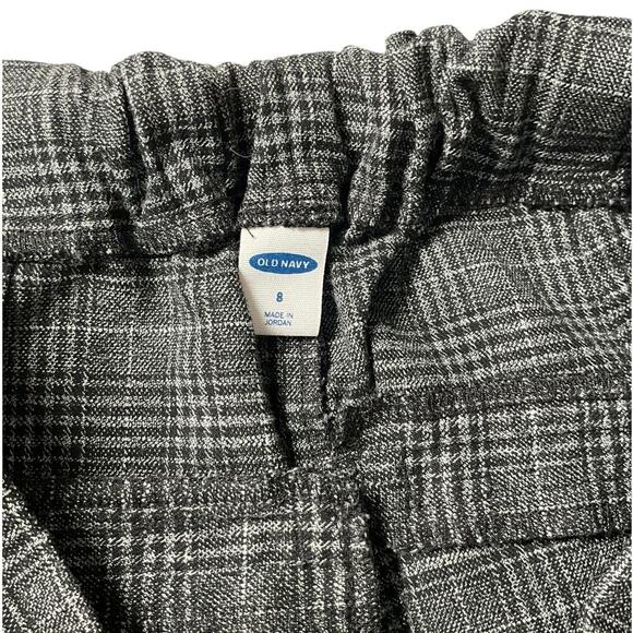 Old Navy Trousers Pockets Tuxedo Pants Size 8 Black Gray Straight Leg Pull On - Picture 3 of 8